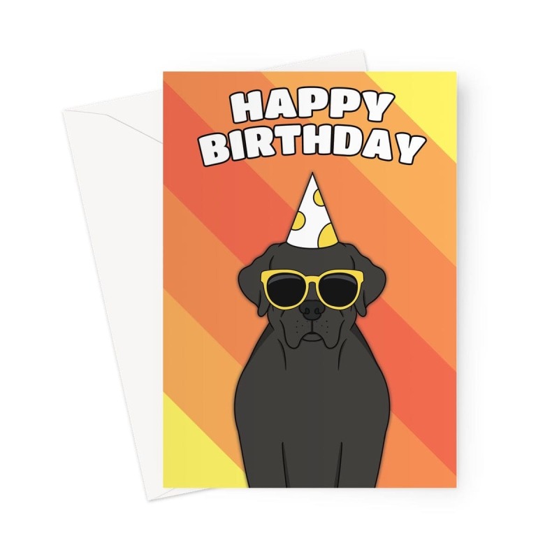 Black Labrador Dog Birthday Card - A5 Portrait - 1 Card