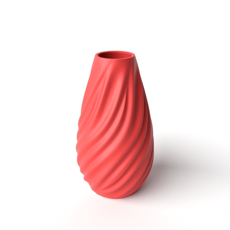 Wave Flower Vase 01 - Matte Dark Green