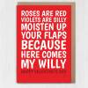 Moisten up your flaps because here comes my willy rude, funny Valentine's Day card for wife, girlfriend, partner (Size A6/A5/A4/Square 6x6") - A6: Single card