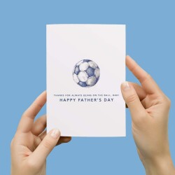 Father's Day Card For Dad Football Fan Simple Father's Day Card On The Ball Dad Father's Day Gift For Football Enthusiasts - Small (4x6) / Blank Message