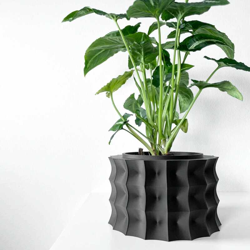 The Kivern Planter Pot with Drainage Tray & Stand Included - Matte Dark Green - 3"