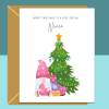 Cute Niece Christmas Card - Personalised Xmas Gnome Gonk Card for Niece - Large - Blank inside