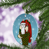 Cute Anime Girl & Cat Christmas Tree Decoration