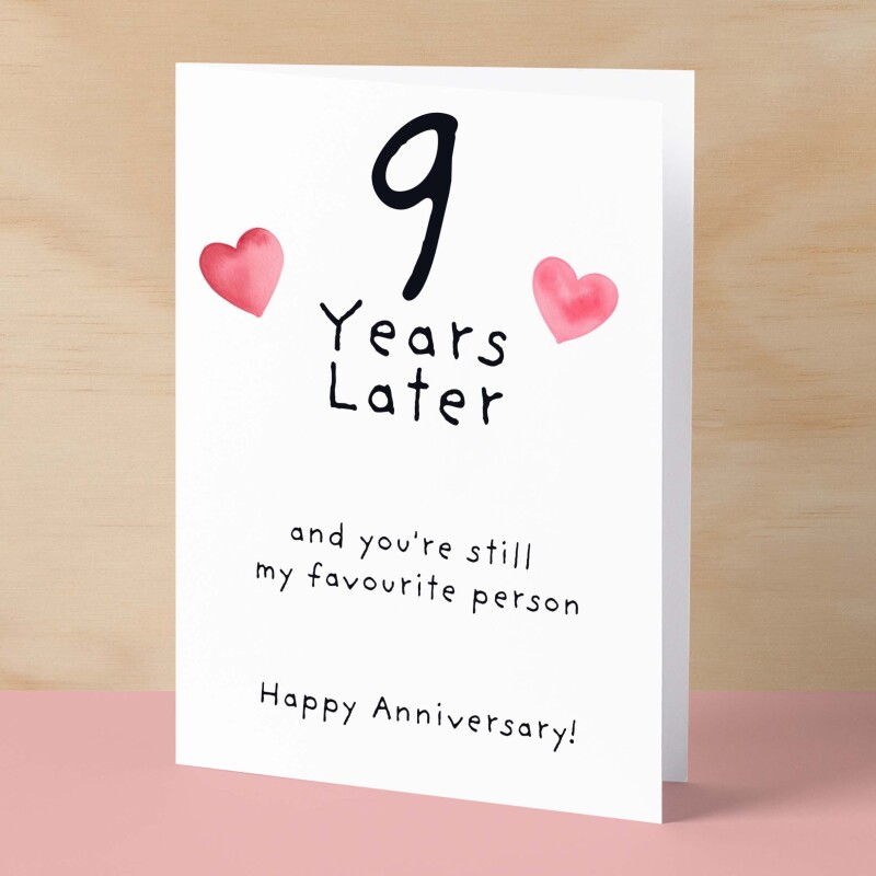 9th Wedding Anniversary Card For Wife Anniversary Card for Husband 9 Year Anniversary Card For Boyfriend or Girlfriend Ninth Anniversary - Large (5x7) / Blank Message