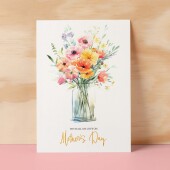 Mother's Day Card For Mum Happy Mother's Day Mothers Day card Mothering Sunday Floral Pink and Yellow Flowers Mom Mommy Mum Mummy