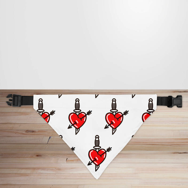 Valentine's Day Hearts & Daggers Dog/Puppy Bandana - Small - 12x17cm (Strap: 25mm - 40mm)