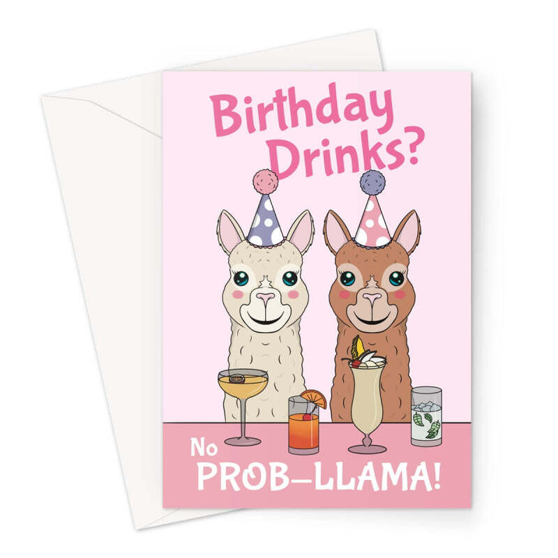 Funny Llama Birthday Card For Her - A5 Portrait - 1 Card