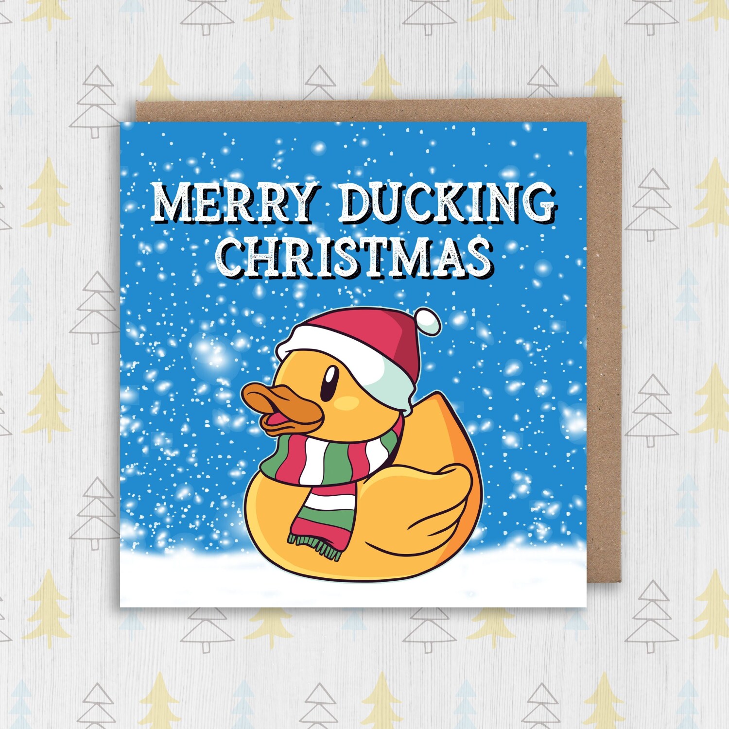 Merry Ducking Christmas funny autocorrect fucking duck Christmas, Holidays, Xmas, festive card for friend, mate (Size A6/A5/A4/Square 6x6") - A6: Single card