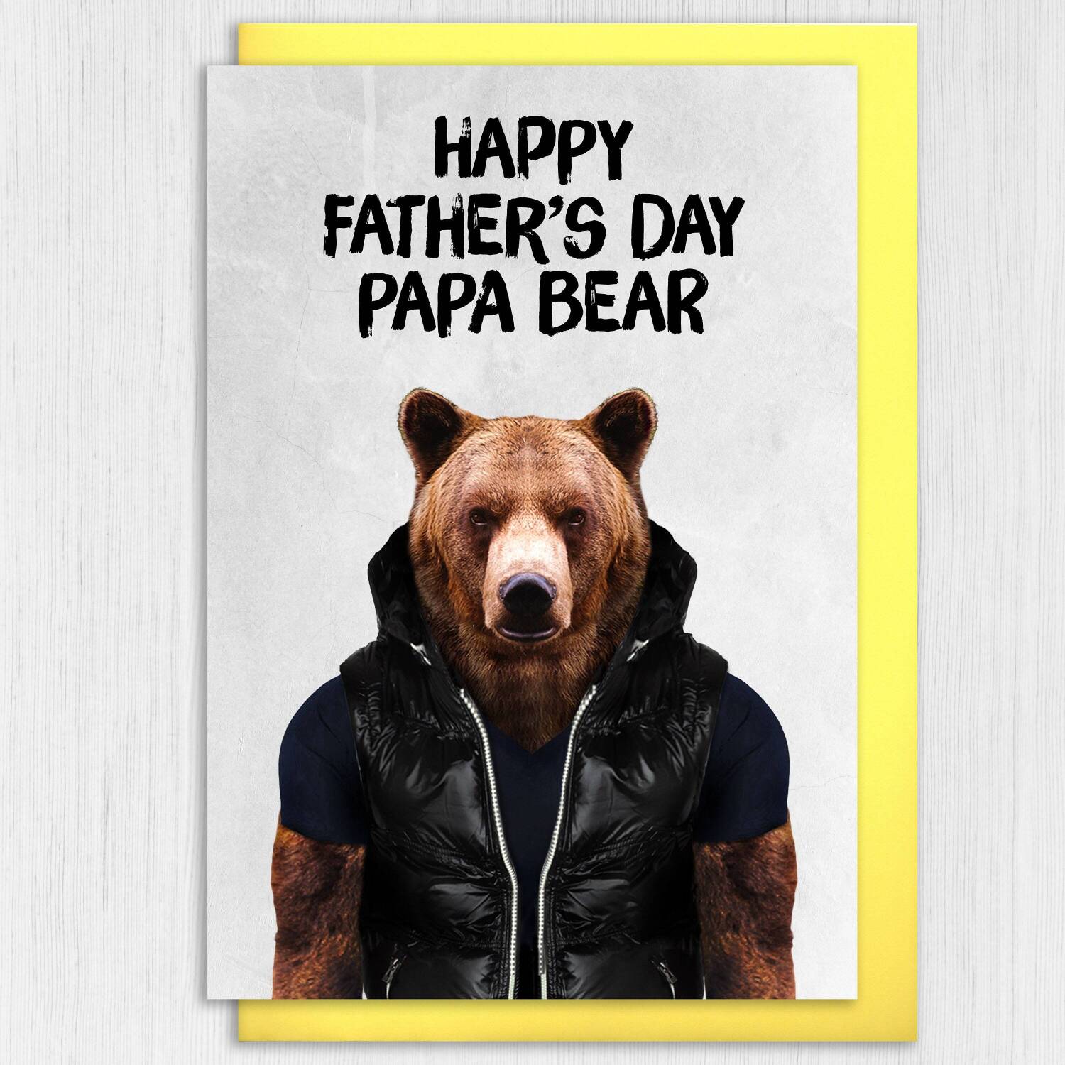 Happy Father's Day Papa Bear animal in clothes Father's Day card for dad, father, daddy, papa (Animalyser) (Size A6/A5/A4/Square 6x6") - A6: Single card