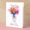 Mother's Day Card For Mum Happy Mother's Day Mothers Day card Mothering Sunday Floral Vibrant Pink and Puple Flowers Mom Mommy Mum Mummy - Small (4x6) / Blank Message