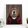 Beaver dog in clothes, animal print, wall art - A5 - Glossy