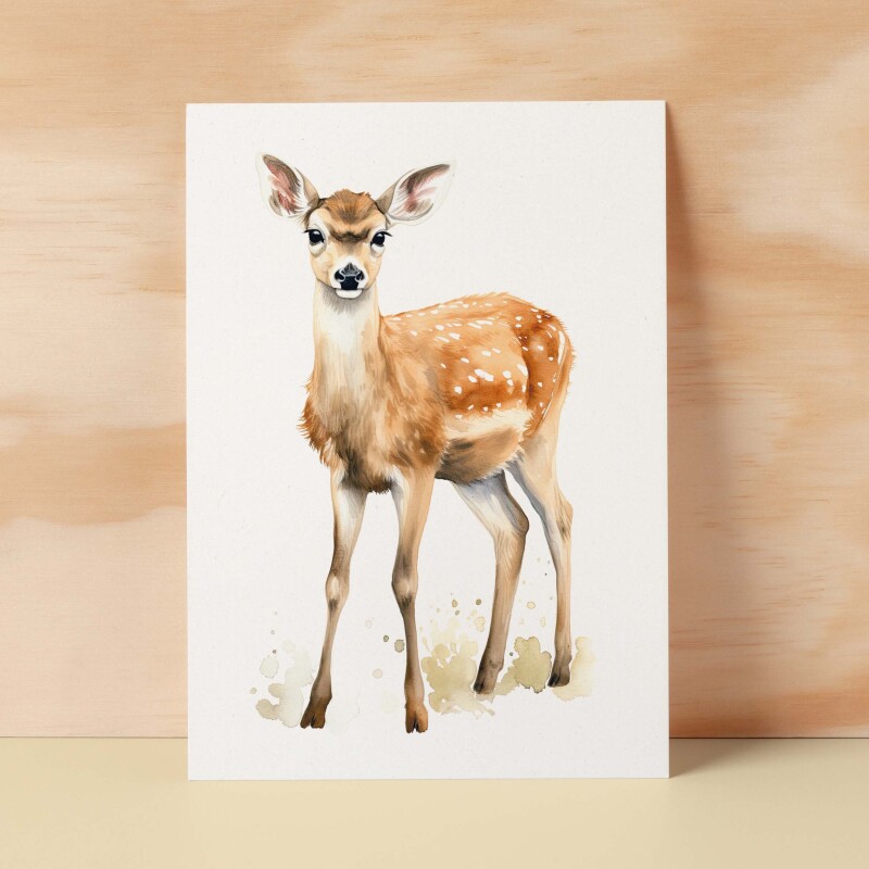 Deer Notelet Card For Anyone Any Occasion Card For Her or For Him 5x7, A6 Card For Birthday or Easter Card Thank You Card Wildlife - Small (4x6) / Blank Message