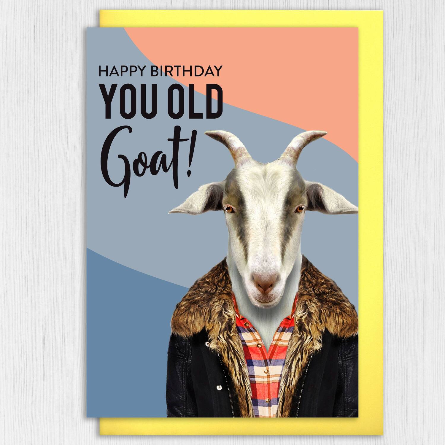 Happy birthday you old goat funny goat in clothes birthday card for old person, old lady, old man (Animalyser) (Size A6/A5/A4/Square 6x6") - A6: Single card