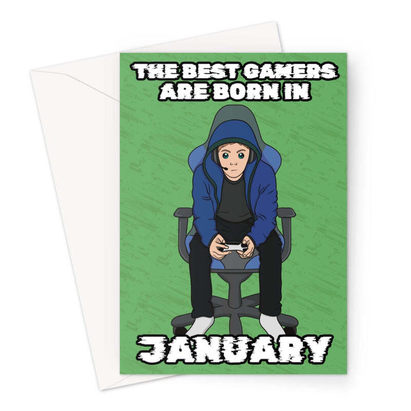 Gamer Birthday Card Born In January - A5 Portrait - 1 Card