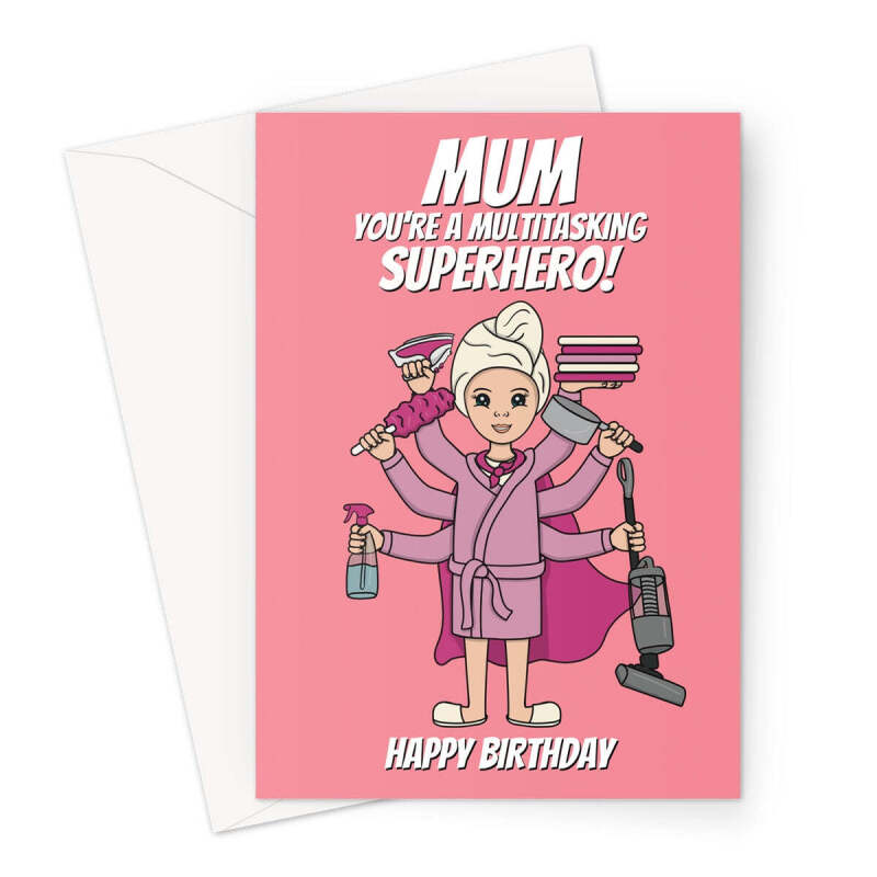 Superhero Birthday Card For Mum - A5 Portrait - 1 Card