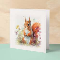 Notelet Card of a Squirrel Any Occasion Card For Her or For Him Card For Birthday or Easter Card Thank You Card - Square (6x6) / Blank Message