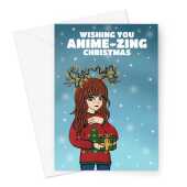 Anime Girl Christmas Card Greeting Card