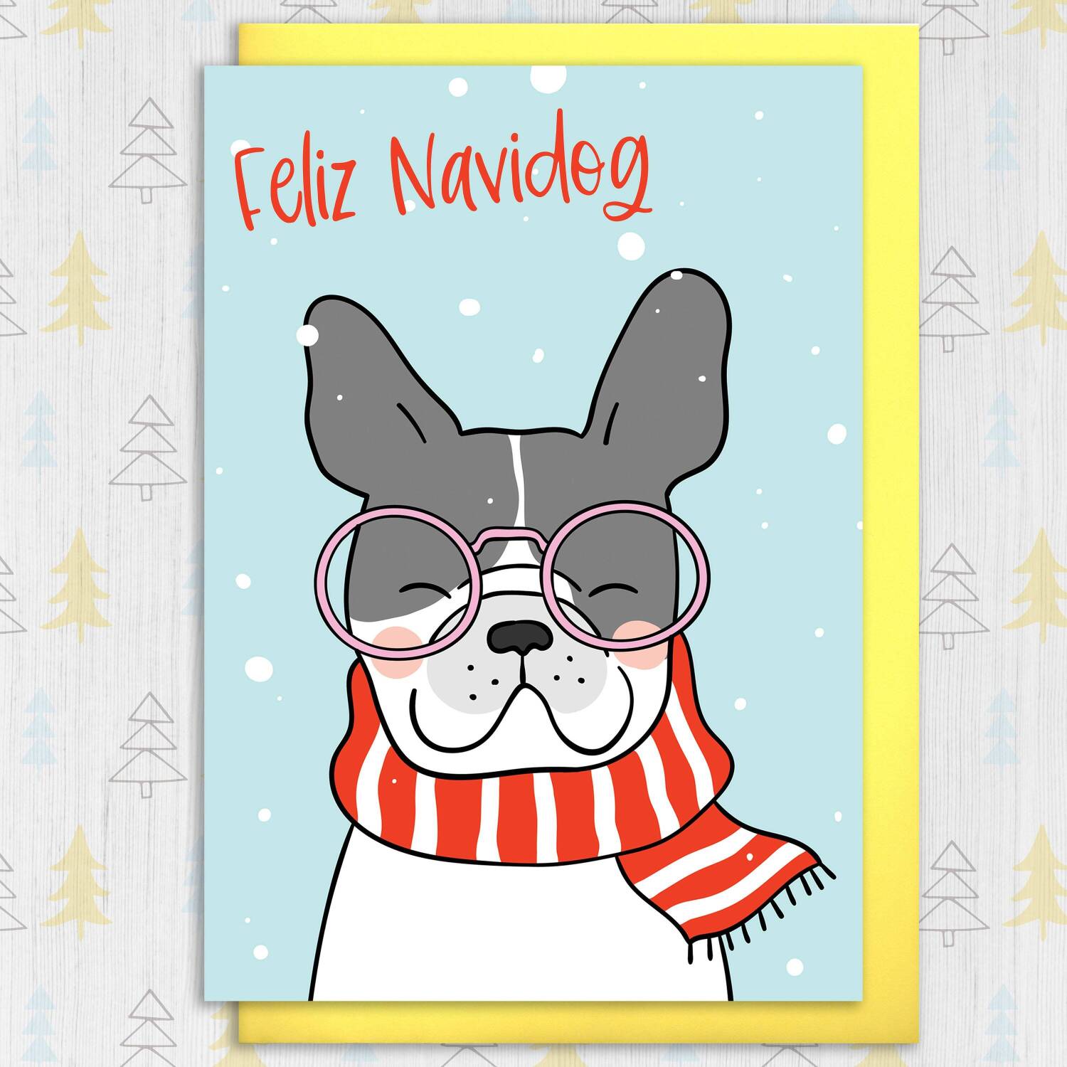 Feliz Navidog dog, pet Christmas, Holidays, Xmas, festive feliz navidad card from the dog, pet, doggy, pooch (Size A6/A5/A4/Square 6x6") - A6: Single card