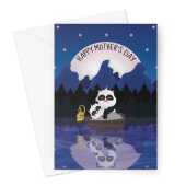 Cute Panda Mother's Day Card - Night-time Boat