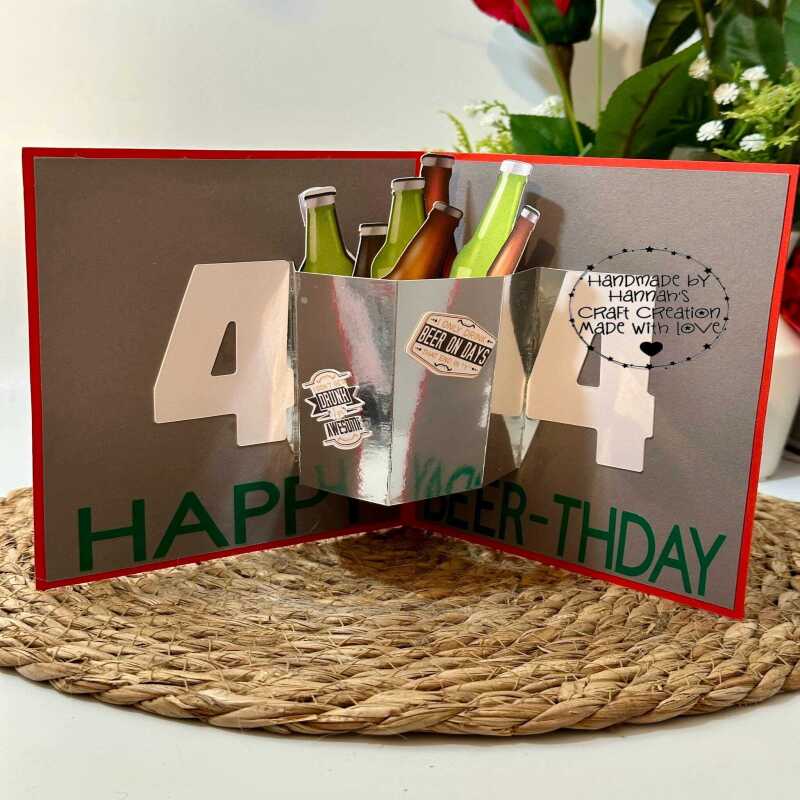Handmade Unique Pop Up Beer Bucket Card - Handmade Surprise for Beer Lovers
