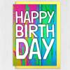 Rainbow paint splat, paint drips colourful, LGBTQ+, pride, gay, lesbian birthday card: Happy Birth Day (Size A6/A5/A4) - A6: Single card