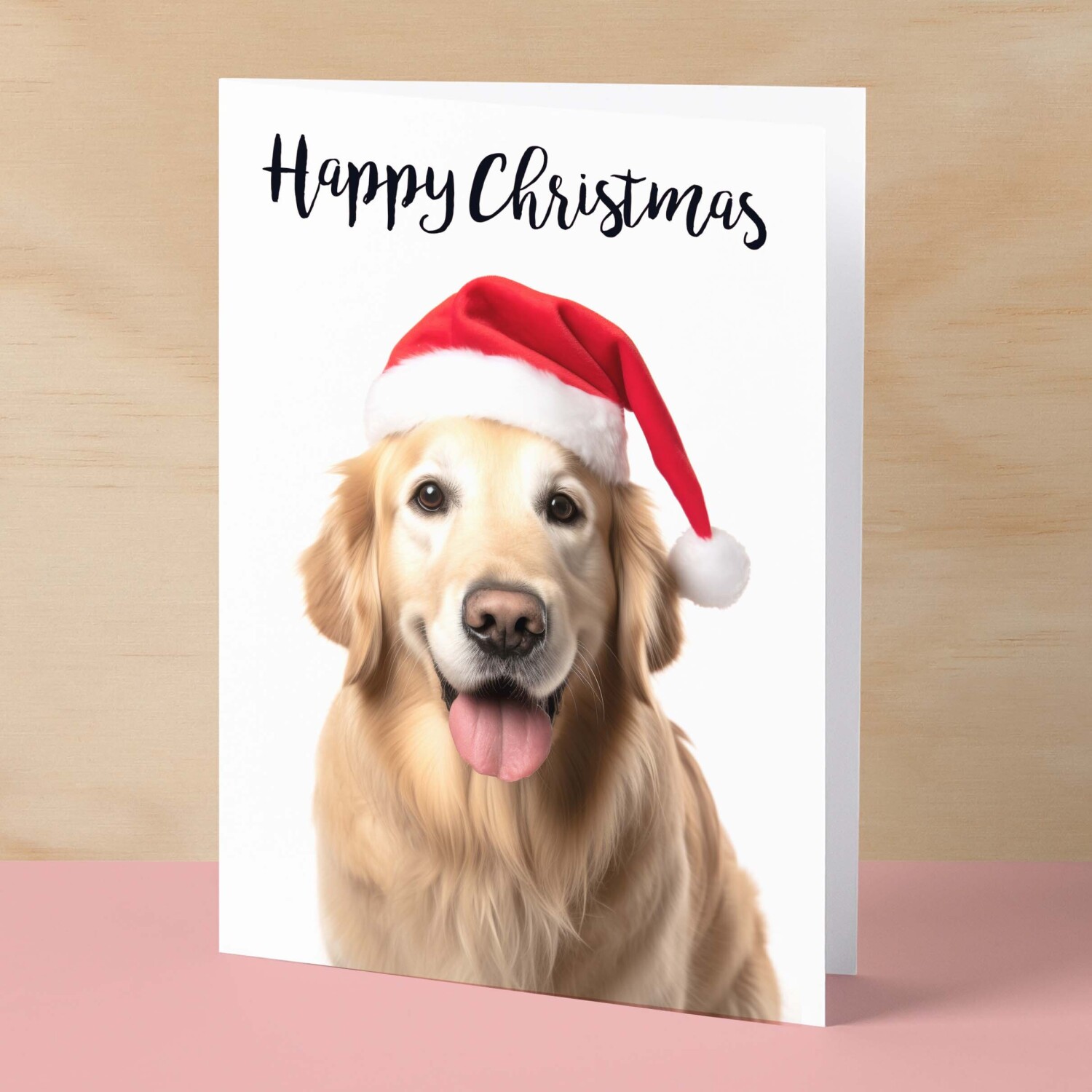 Christmas Card For Him or Her Christmas Card With A Dog Golden Retriever Dog Christmas Card For Anyone Friend Fun Christmas Card of a Dog - Small (4x6) / Blank Message