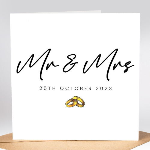 Mr & Mrs Wedding Day Card, Newlywed Mr and Mrs Card