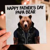 Happy Father's Day Papa Bear animal in clothes Father's Day card for dad, father, daddy, papa (Animalyser) (Size A6/A5/A4/Square 6x6")