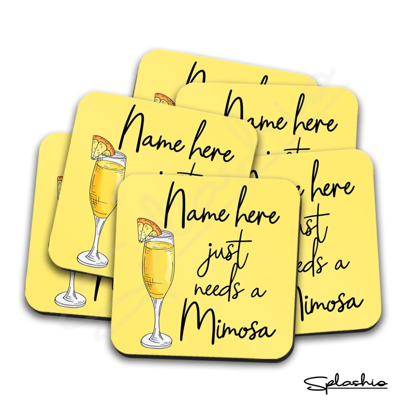 MIMOSA Coaster Cocktail Personalised Coaster, Personalised, Fathers Day gift, Secret Santa, Birthday Gift, Home Bar. Cocktails Mimosa - Single Coaster