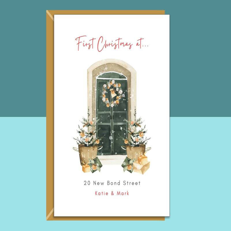 Christmas in your new home Xmas Card - 1st Christmas in new house - New home Christmas Card - Personalised with street address - Blank inside - Large