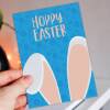 Hoppy Easter bunny rabbit ears, funny, cute Happy Easter card from the pet, for adults and children (Size A6/A5/A4/Square 6x6") - A6: Single card