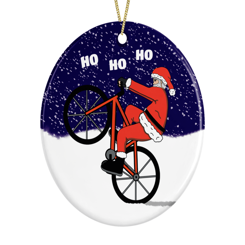 Funny Cycling Santa Wheelie Christmas Tree Decoration - Default Title