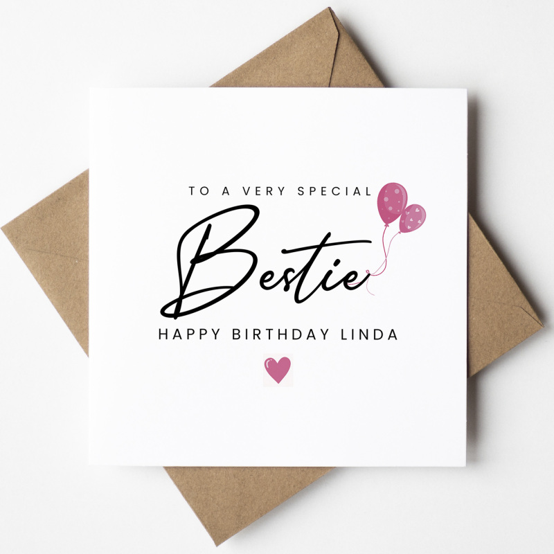 Bestie Birthday Card, Happy Birthday Bestie Card, Birthday Card For Bestie, Best Friend Birthday Card, Personalised Best Friend Birthday - A6 - 4.1" x 5.8"