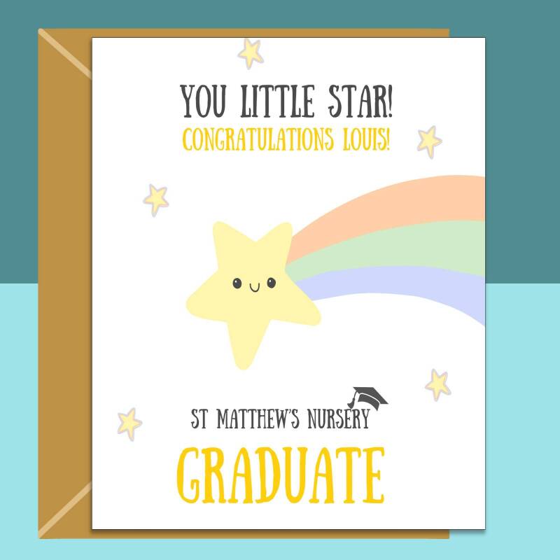 Nursery Graduation Card Personalised for Son, Daughter, Nephew, Niece, Grandson, Granddaughter - Pre-School Graduate - Regular - Blank