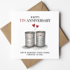 10 Year Anniversary Card, Tin Anniversary Card