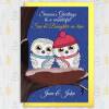 Season's Greetings to a wonderful couple personalised owls Christmas, Holidays, Xmas, festive card for couple, in-laws (Size A6/A5/A4) - A6: Single card