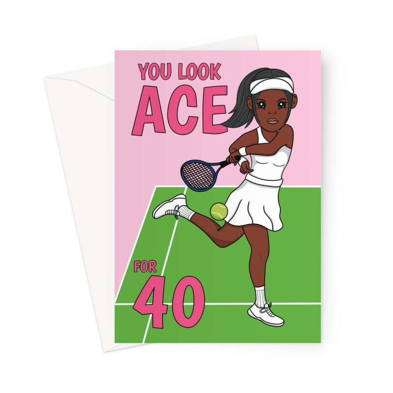 Tennis Themed Birthday Cards - 40th Female - A5 Portrait - 1 Card