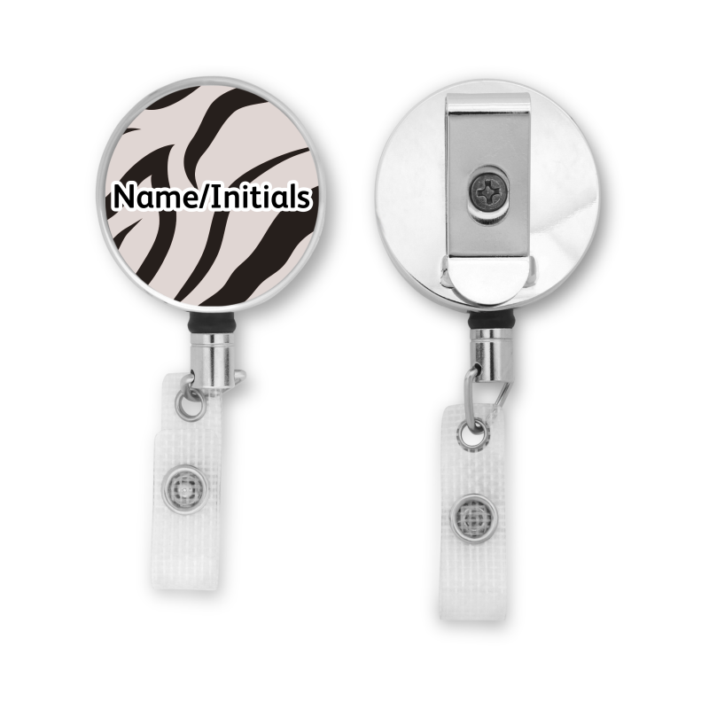 Personalised Metal ID Reel - Zebra Animal Print