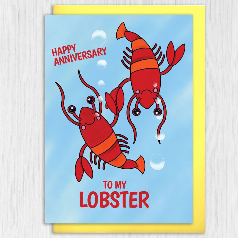 To my lobster funny, cute lobster cheesy anniversary card for wife, husband, girlfriend, boyfriend, partner (Size A6/A5/A4/Square 6x6") - A6: Single card