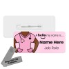 Hello My Name is Badge with ID Badge Reel Personalised Durable Name Badge #hello mynameis Badge, Nurse Badge, Nurse Badge, Blue Scrubs Badge - Standard Name Badge - Skin Tone 1