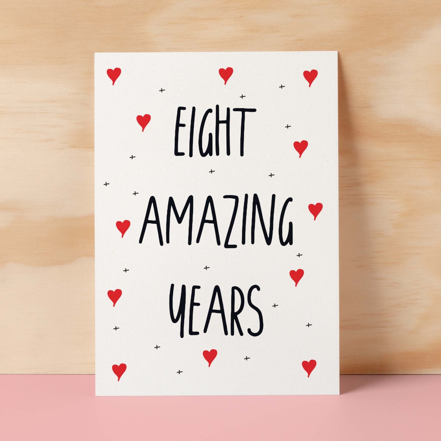 8 Year Anniversary Card For Wife or Husband Anniversary Card for 8th Anniversary Card For Boyfriend or Girlfriend Eight Wedding Anniversary - Small (4x6) / Blank Message