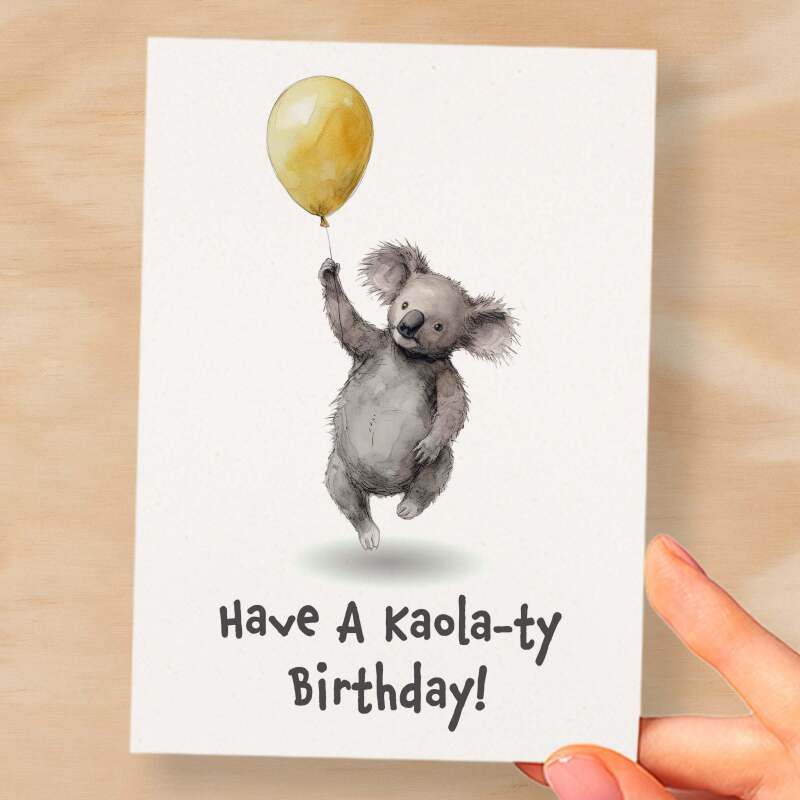 Birthday Card For Children Cute Koala Birthday Card For Child Card For Boy Birthday Card For Girl Kaola-ty Fun Birthday Card For Kids - Small (4x6) / Blank Message