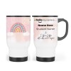 Hello My Name is Name Badge Pink Boho Rainbow Personalised Premium Durable Name Badge & Travel Mug -Name Badge, Nurse Badge Pink Name Badge - Travel Mug Only