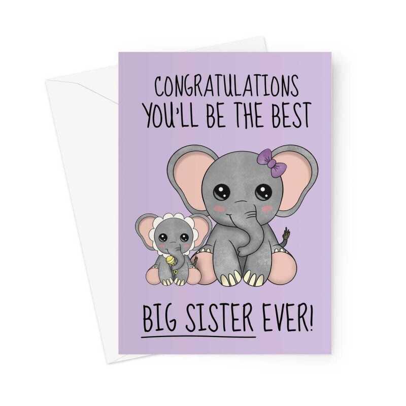 Congratulations New Baby Card For A Big Sister Card - A5 Portrait - 1 Card