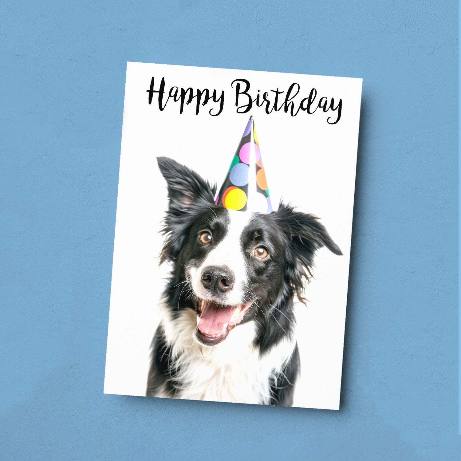 Birthday Card For Him or Her Fun Birthday Card of A Collie Dog Happy Birthday Card For Mum, Dad, Sister Brother - Small (4x6) / Blank Message