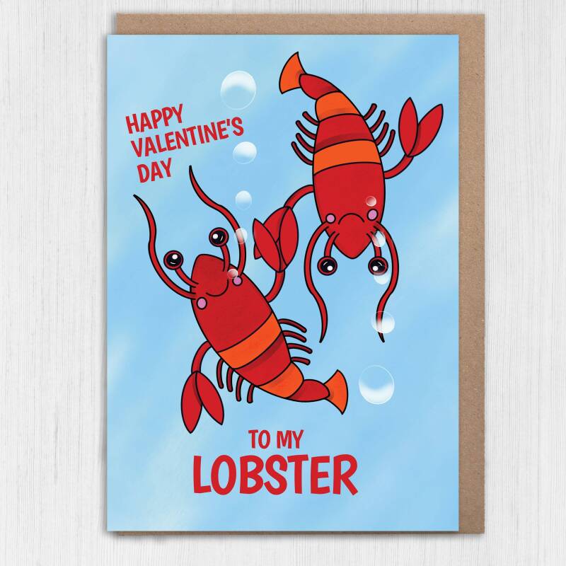 To my lobster funny, cute lobster cheesy Valentine's Day card for wife, husband, girlfriend, boyfriend, partner (Size A6/A5/A4/Square 6x6") - A6: Single card