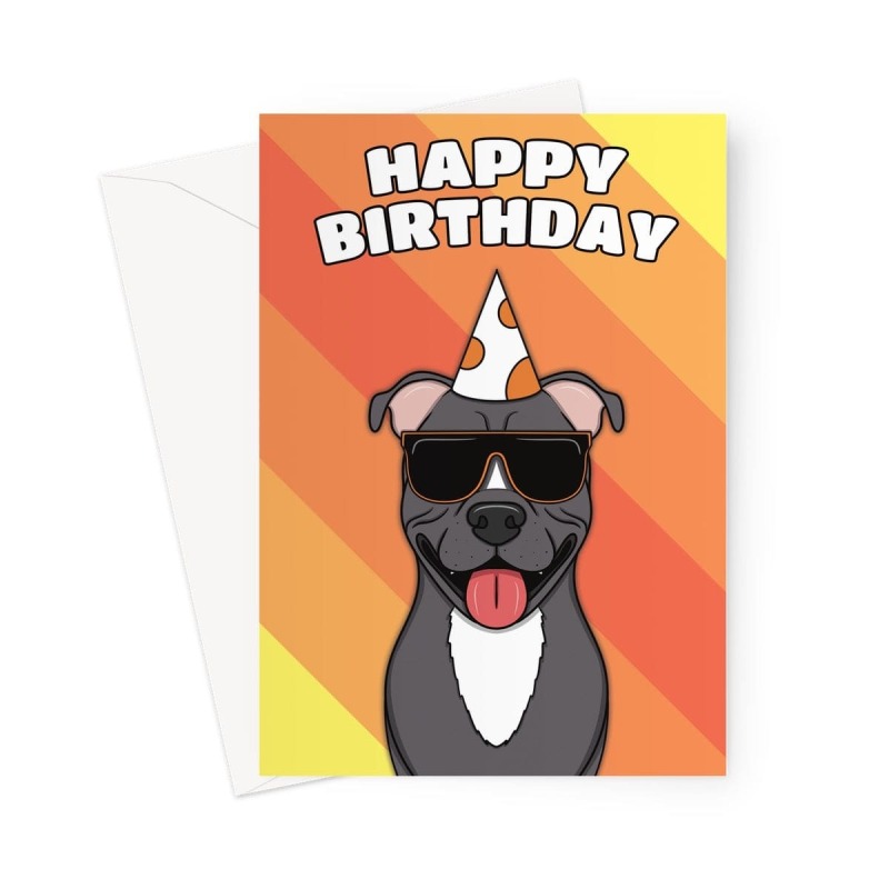 Staffordshire Bull Terrier Birthday Card - A5 Portrait - 1 Card