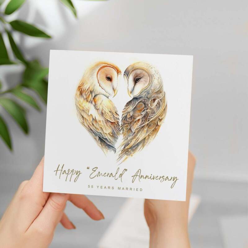 55th Anniversary Card Emerald Anniversary 55 Year Anniversary Card For Husband Anniversary Card For Wife Fifty Five Year Anniversary Card - Square (5.5x5.5) / Blank Inside