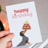 Dachshund dog balancing cake birthday card for dog lover, dog owner, dog mum, dog mom, dog dad, pet dog (Size A6/A5/A4/Square 6x6") - A6: Single card