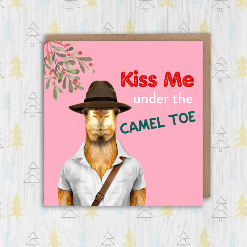 Kiss me under the camel toe Christmas card - A6: Single card